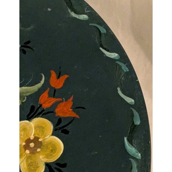 Norwegian Rosemaling Wooden Box Roses Round Lid Flowers Handpainted Signed Vtg - Picture 7 of 16